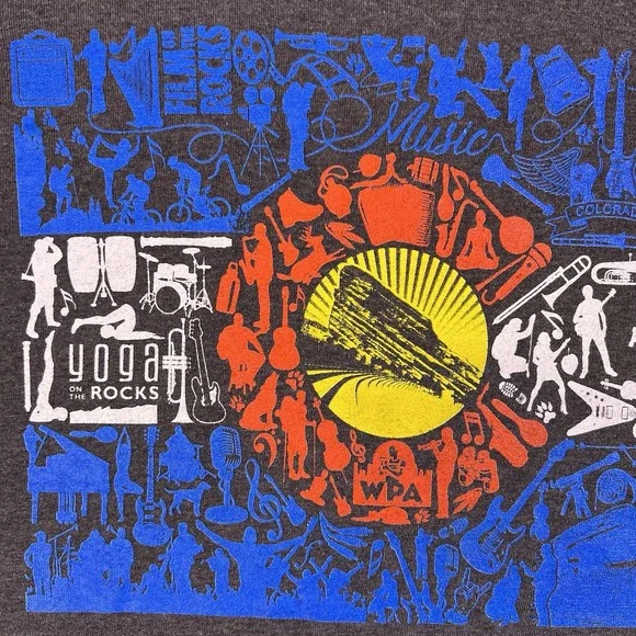 Red Rocks Ampitheater Shirts Adult Large Gray Graphic Concert Tee Colorado Parks - Picture 3 of 16